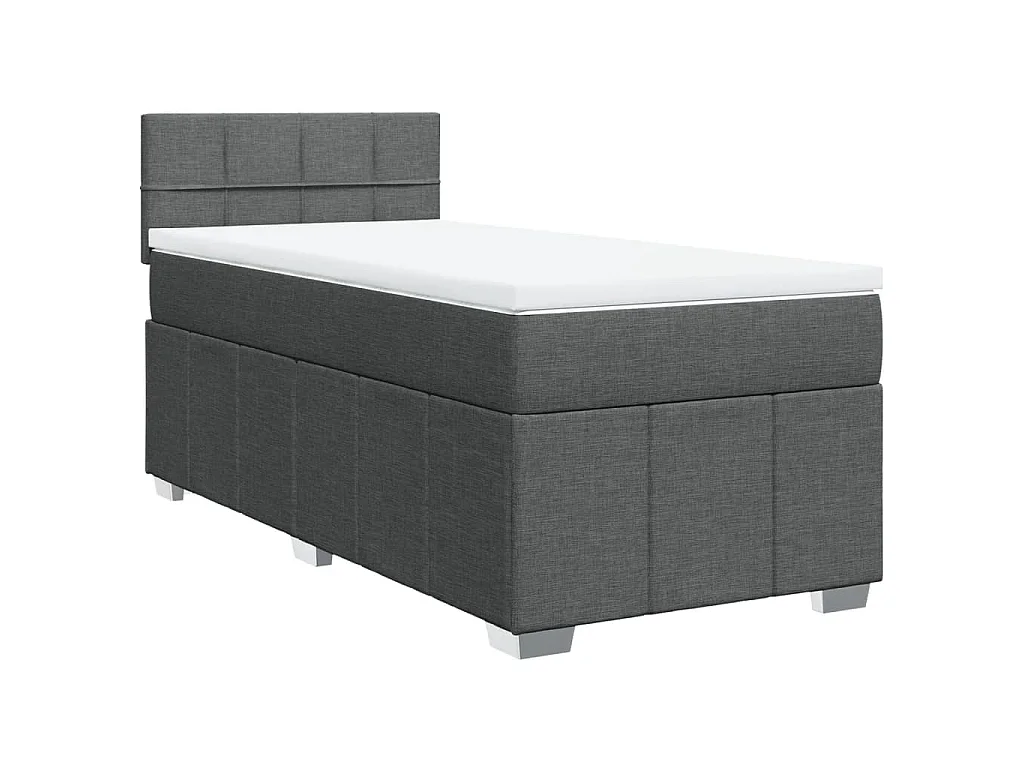 Cama box spring con colchón tela gris oscuro 80x200 cm