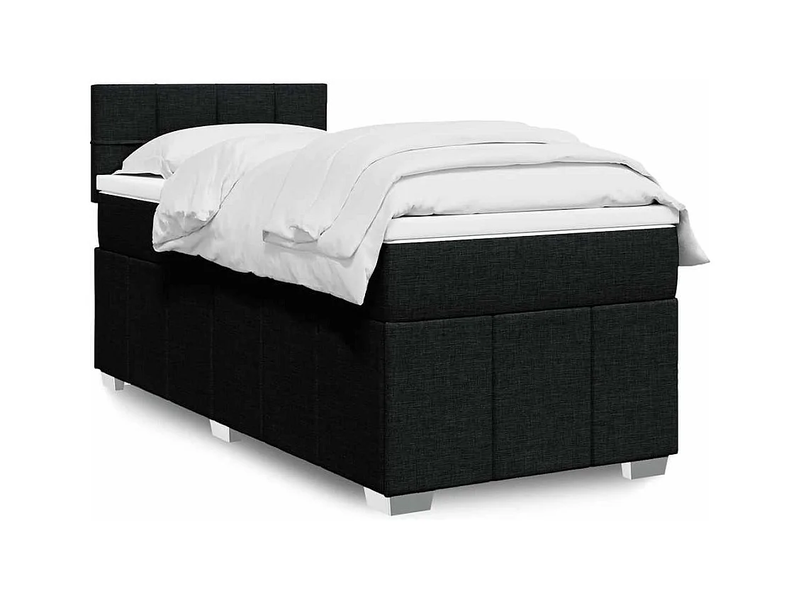 Sommier à lattes de lit et matelas Noir 80x200 cm Tissu