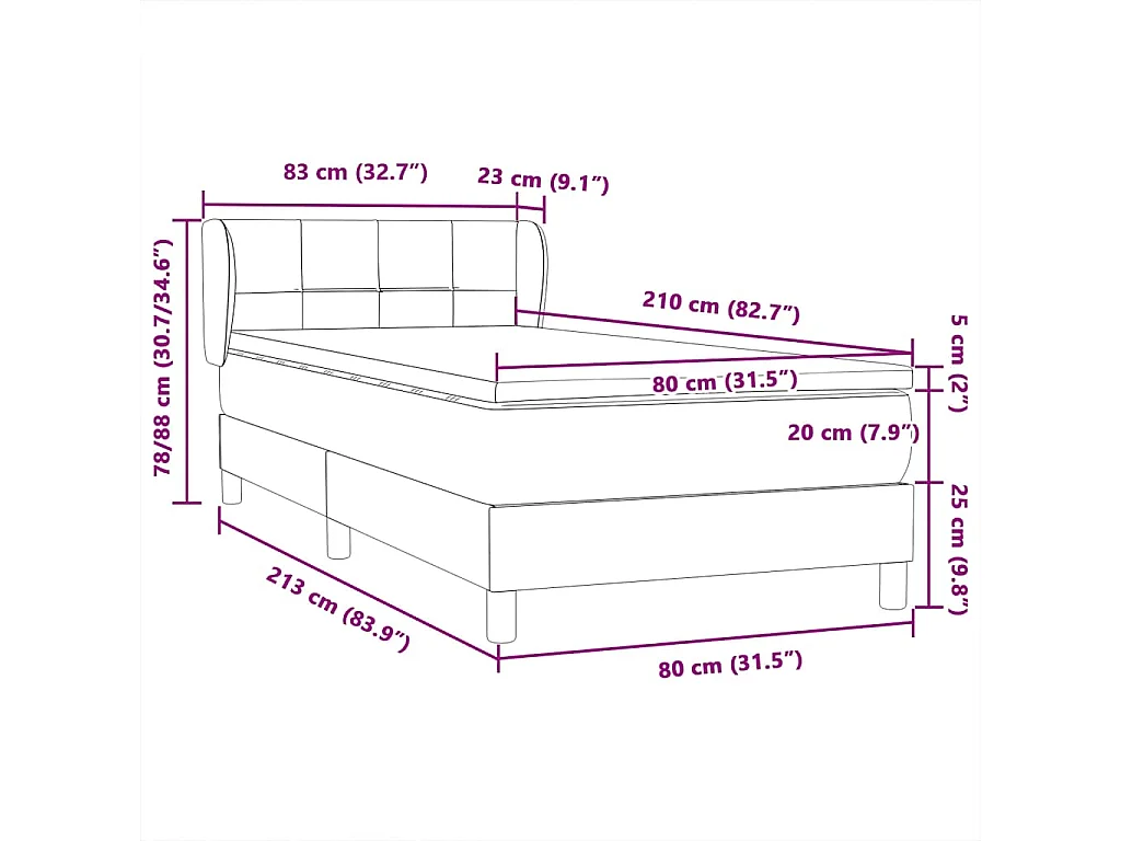 Sommier à lattes de lit avec matelas rose 80x210 cm velours