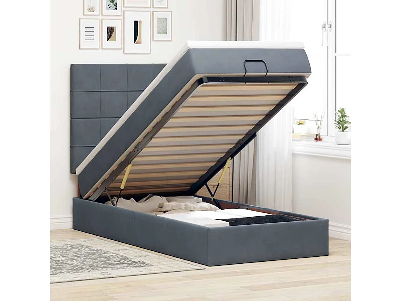 Ottoman bed met matrassen 80x200cm fluweel donkergrijs