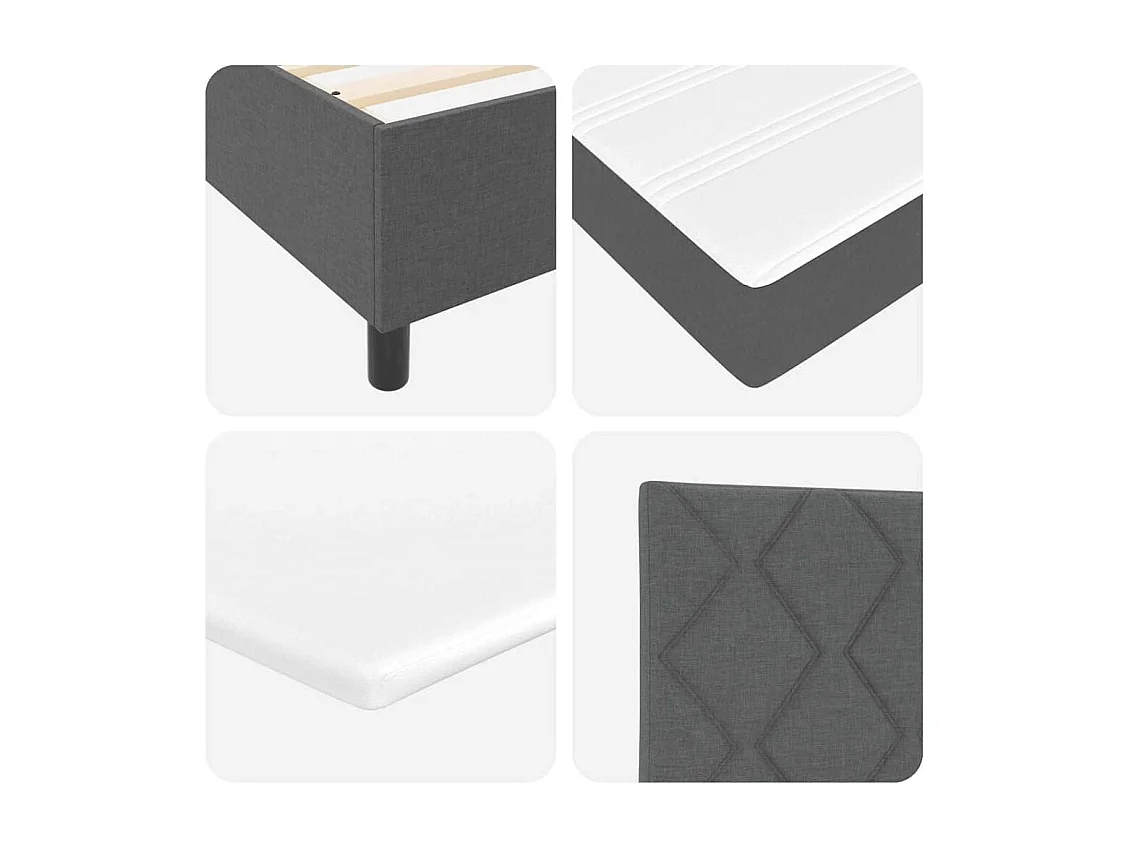 Cama Box com colchão Cinzento escuro 200 x 200 cm tecido