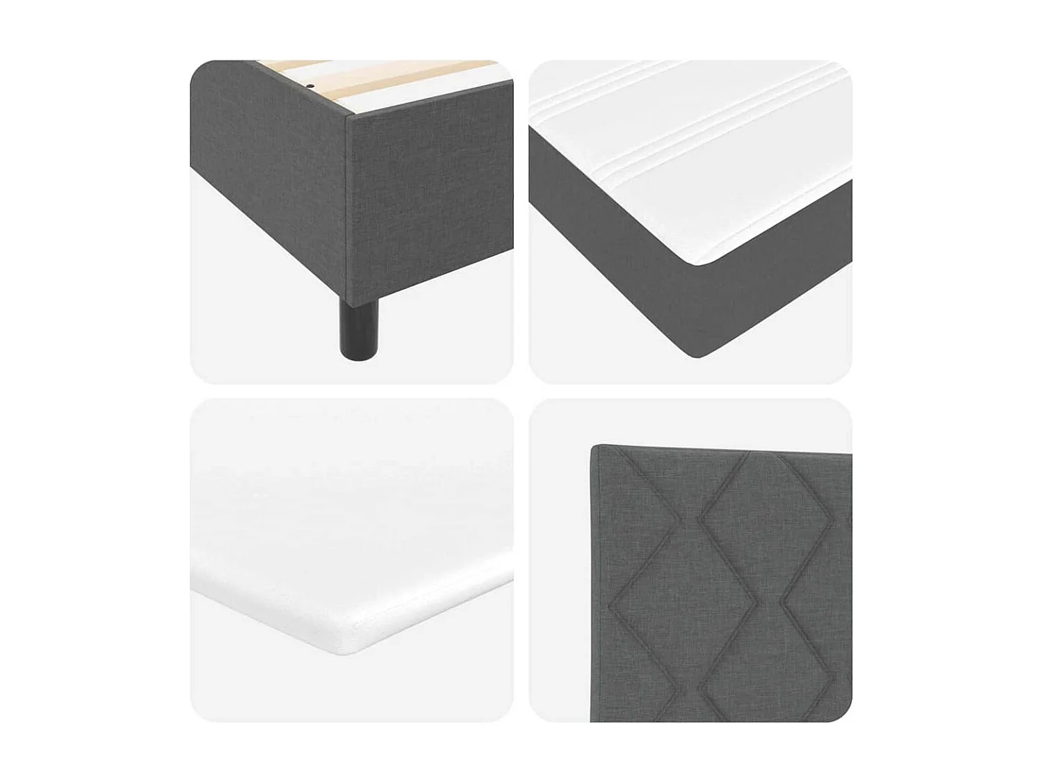 Cama Box com colchão Cinzento escuro 200 x 200 cm tecido