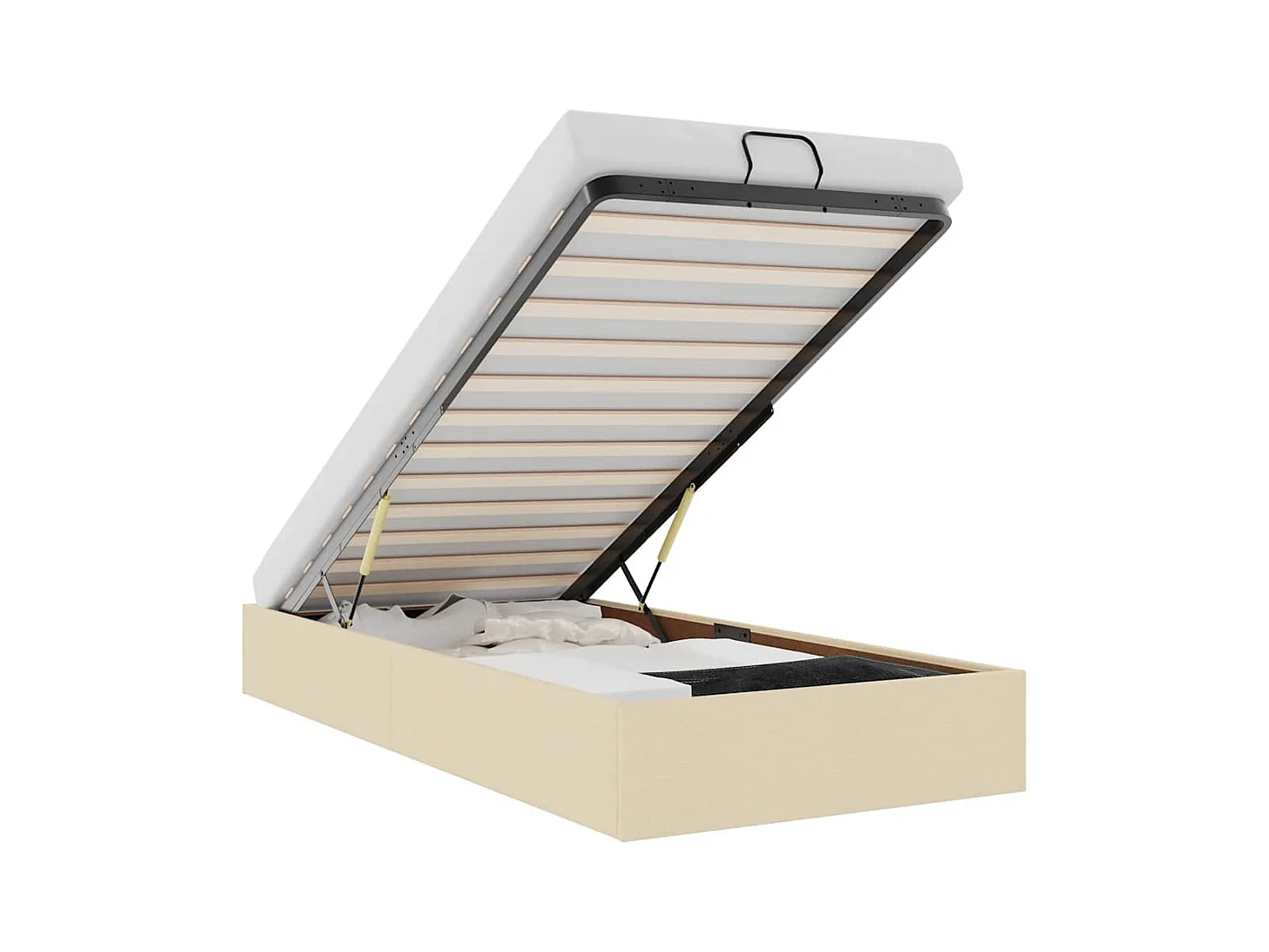 Cadre de lit ottoman sans matelas crème 80x200 cm tissu