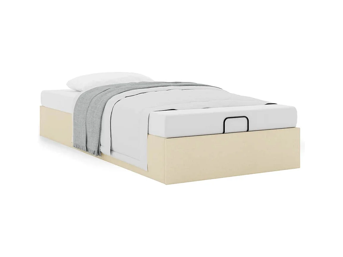 Cadre de lit ottoman sans matelas crème 80x200 cm tissu