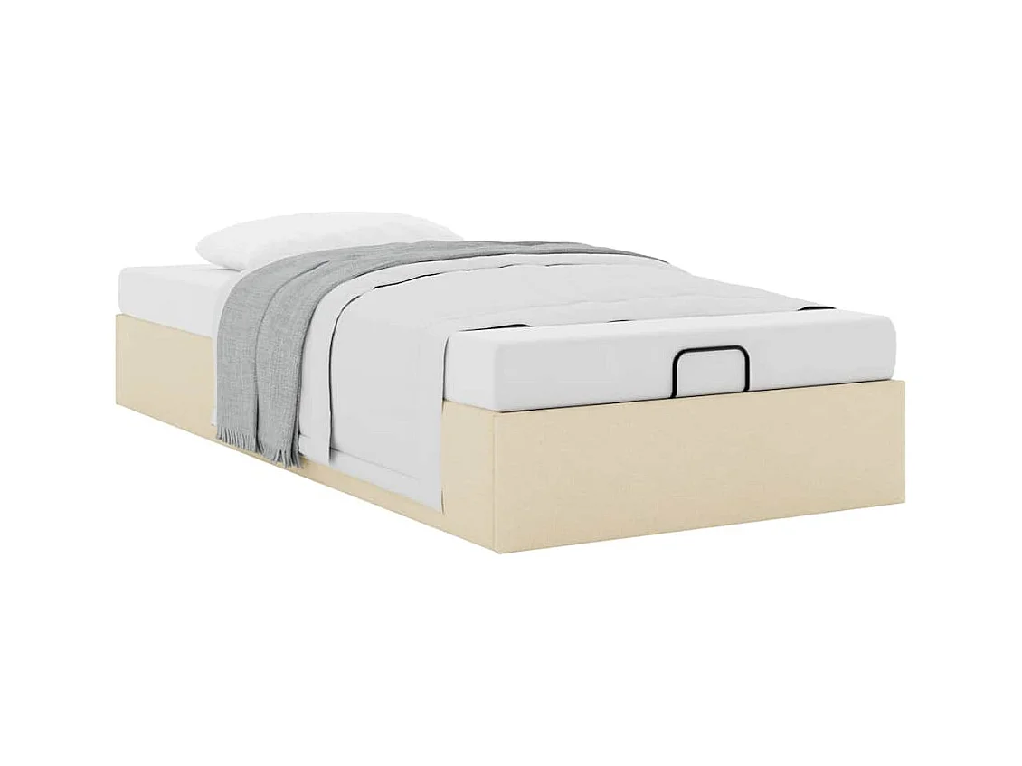 Cadre de lit ottoman sans matelas crème 80x200 cm tissu