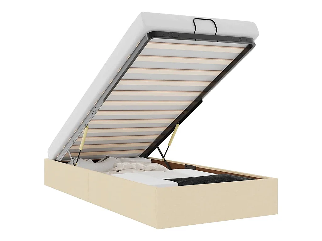 Bedframe zonder matras 80x200 cm stof crèmekleurig