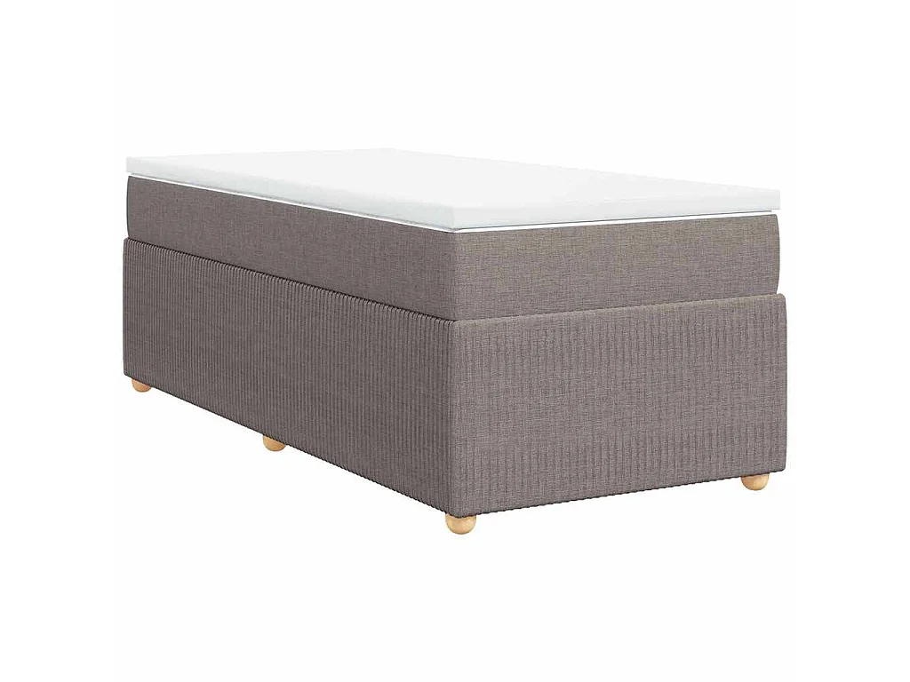Cama box spring con colchón tela gris taupe 80x200 cm