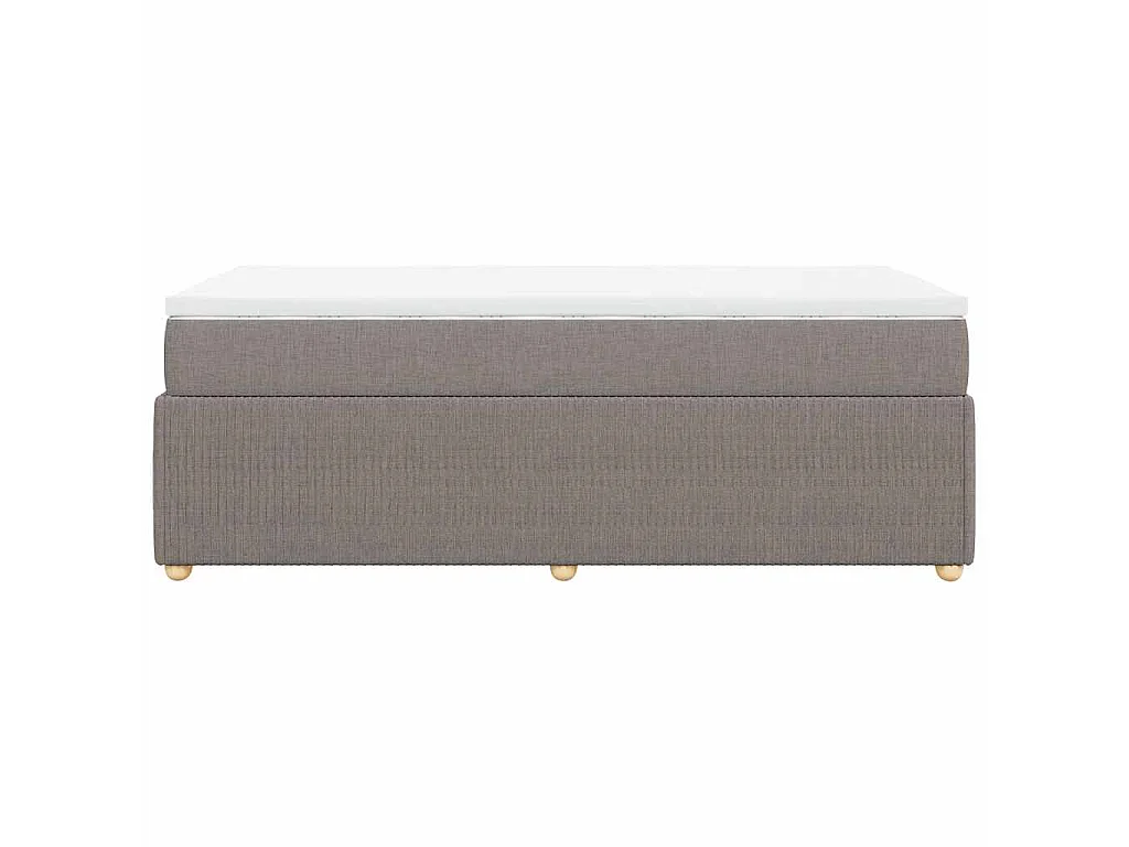 Cama box spring con colchón tela gris taupe 80x200 cm