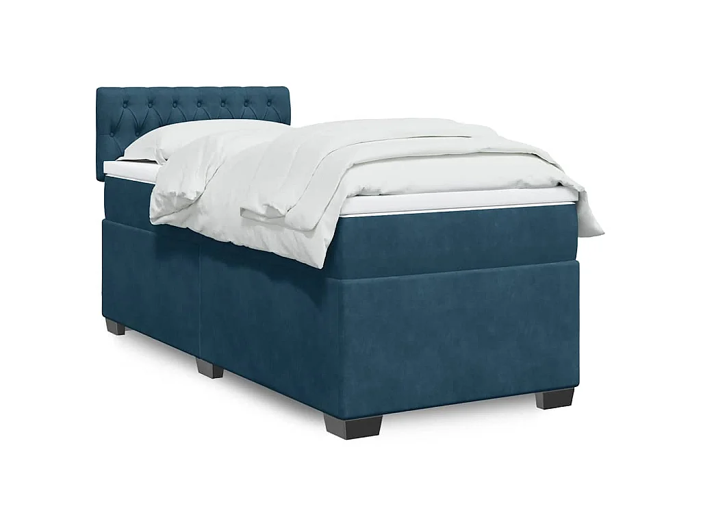 Cama com molas/colchão 80x200 cm veludo azul-escuro