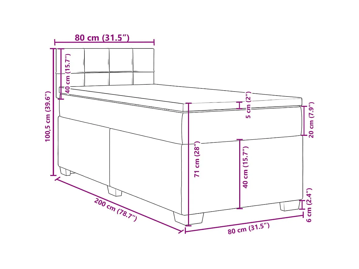 Sommier à lattes de lit avec matelas gris clair 80x200 cm tissu