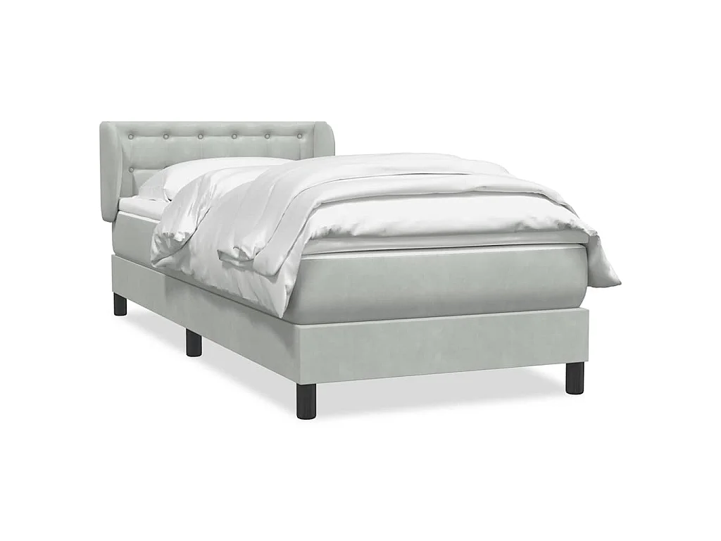 Boxspringbett mit Matratze Hellgrau 80x210 cm Samt