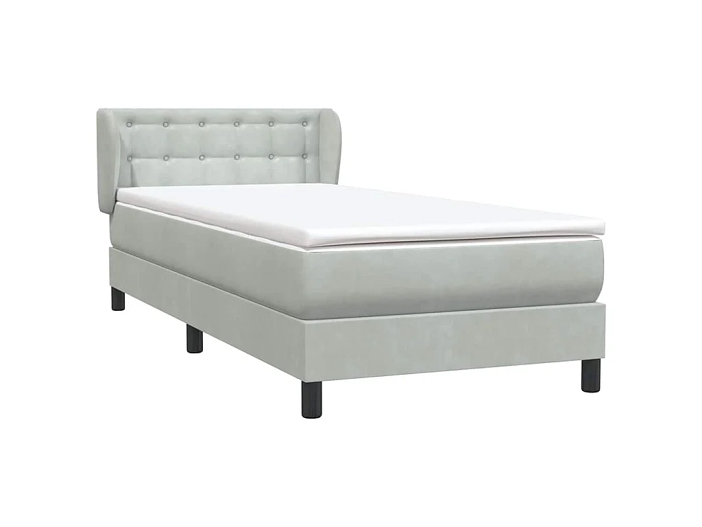 Boxspringbett mit Matratze Hellgrau 80x210 cm Samt