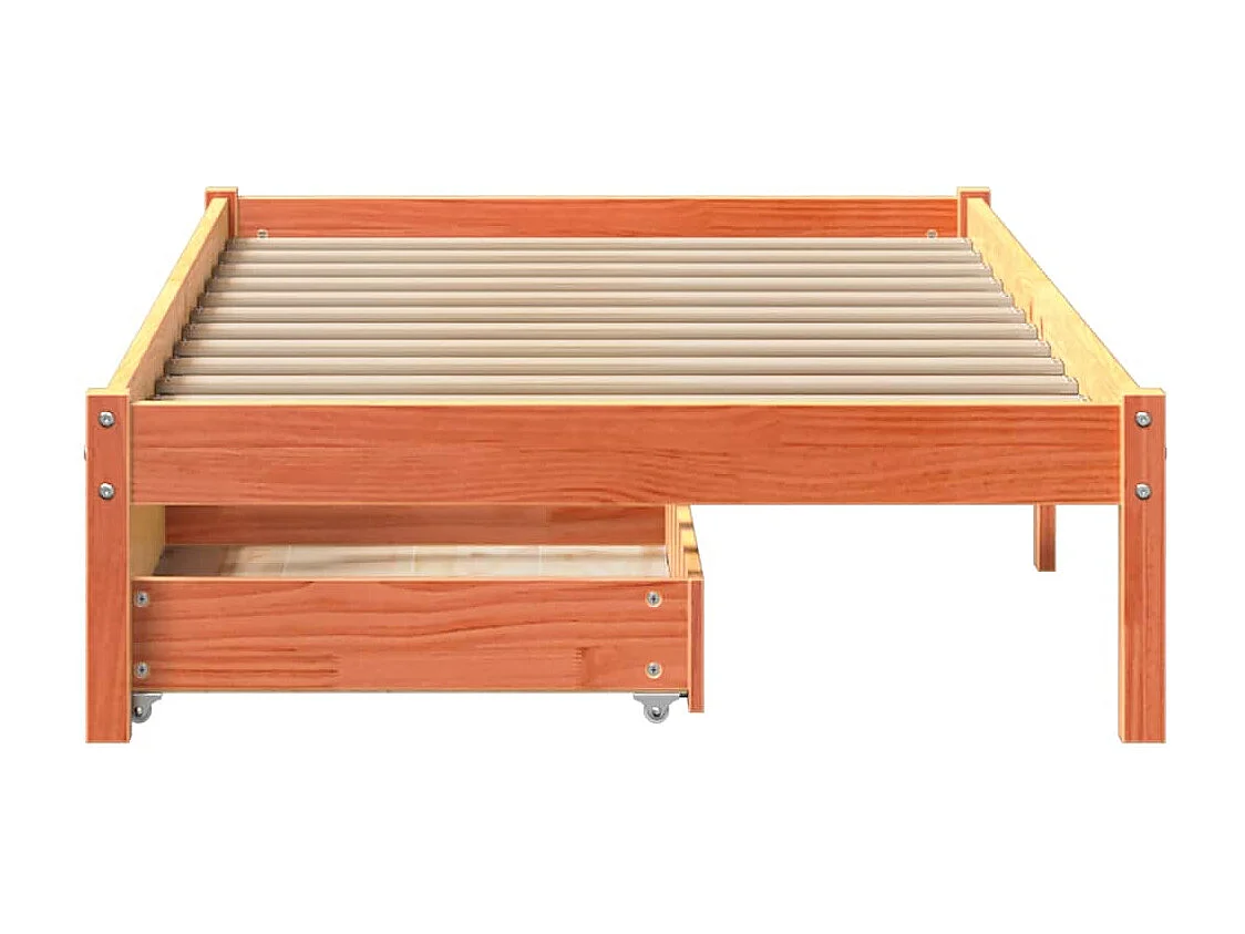 Massivholzbett ohne Matratze Wachsbraun 75x190 cm Kiefernholz