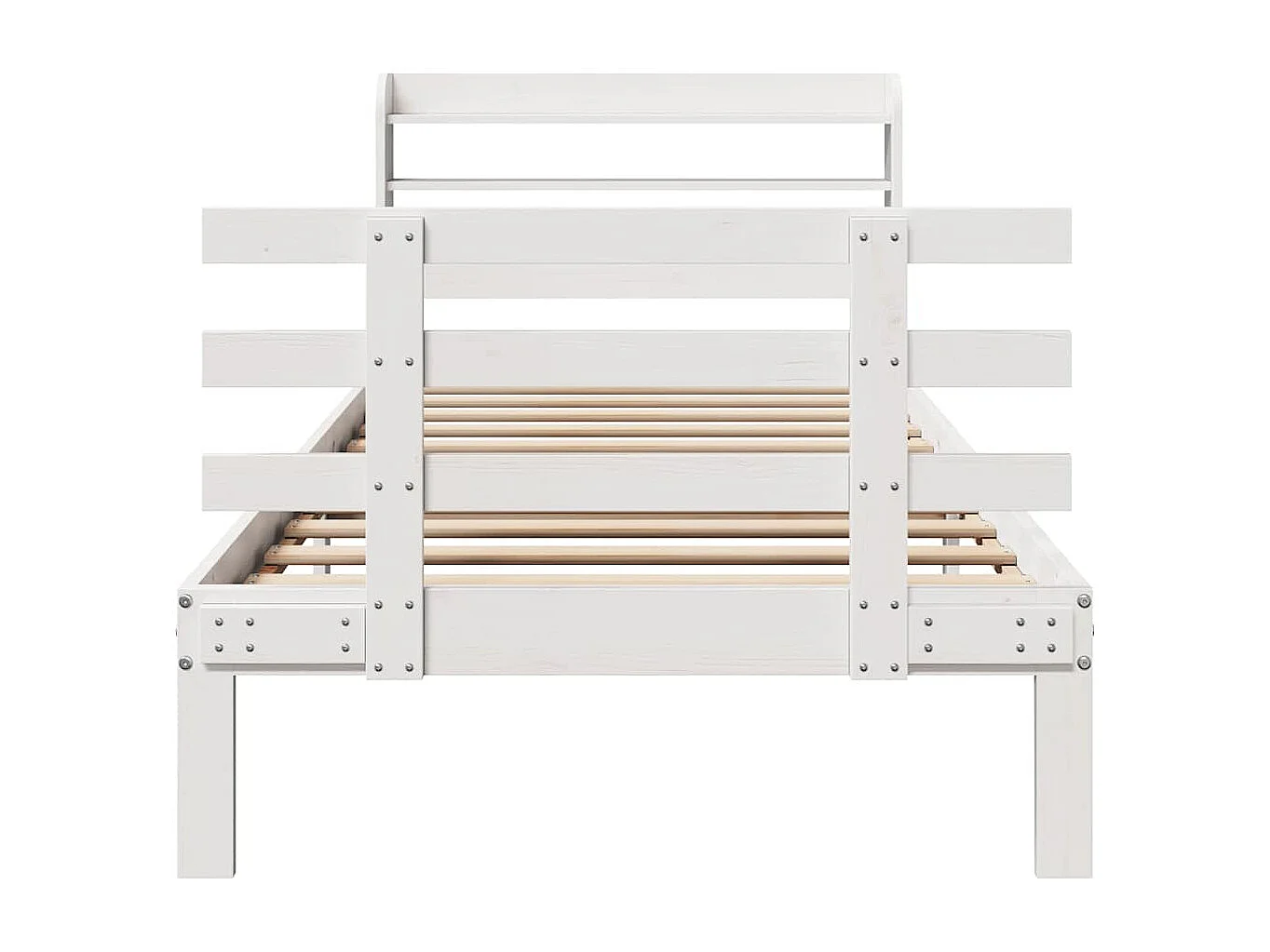 Giroletto con Testiera Bianco 75x190 cm Legno Massello di Pino