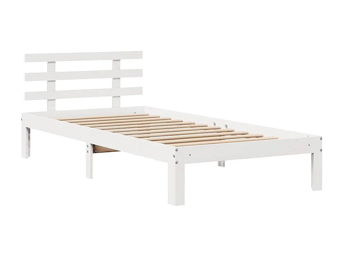 Giroletto con Testiera Bianco 75x190 cm Legno Massello di Pino