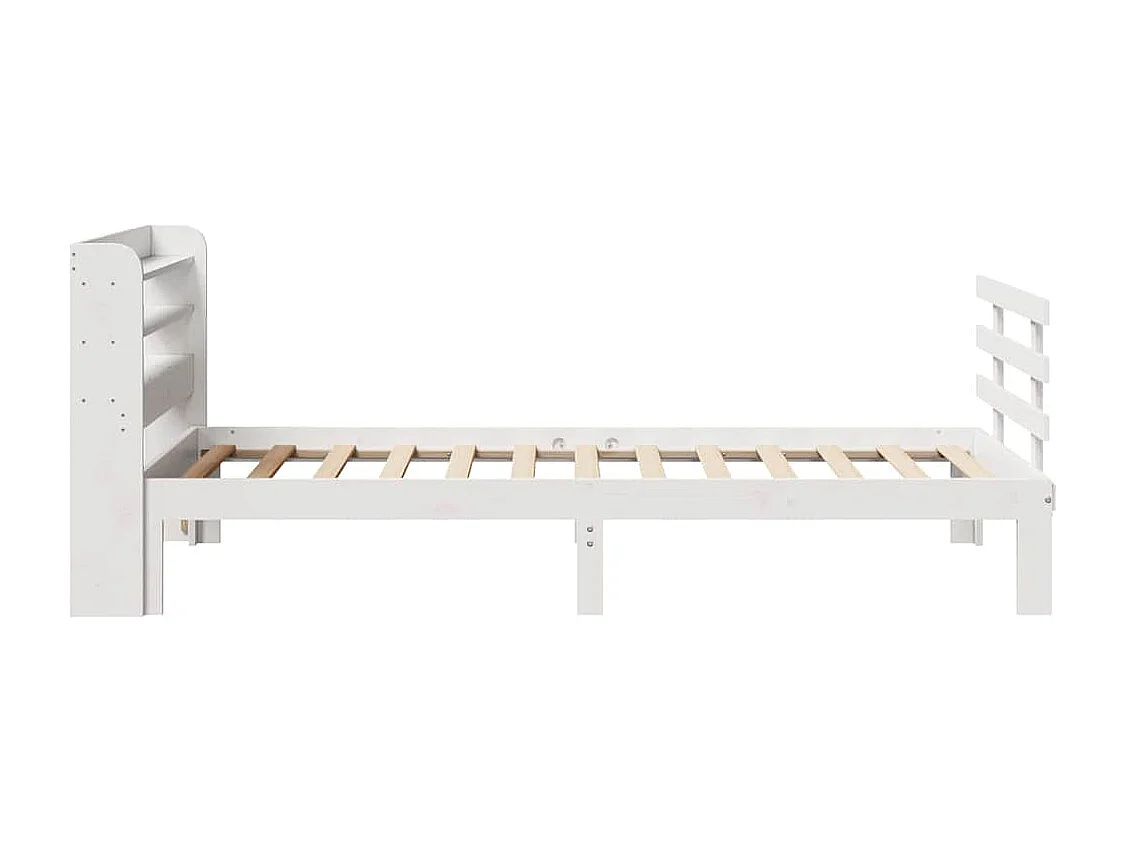 Giroletto con Testiera Bianco 75x190 cm Legno Massello di Pino