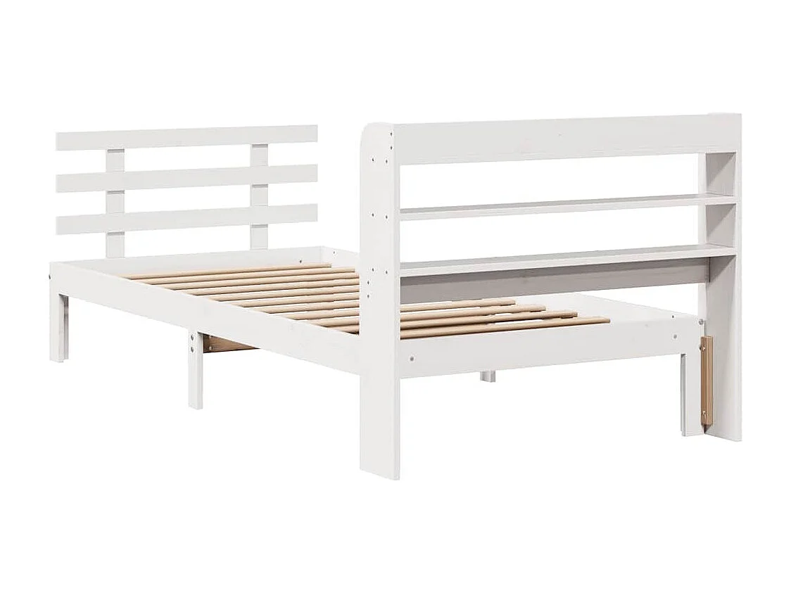 Giroletto con Testiera Bianco 75x190 cm Legno Massello di Pino