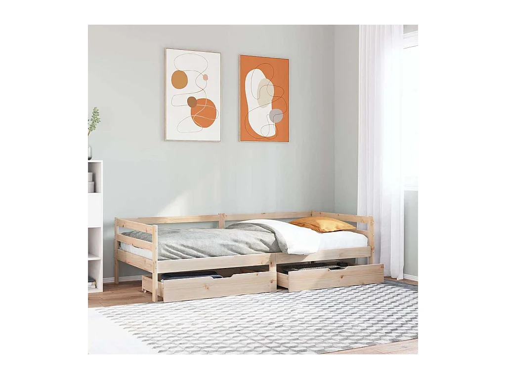 Lit de jour avec tiroirs sans matelas 80x200 cm bois massif