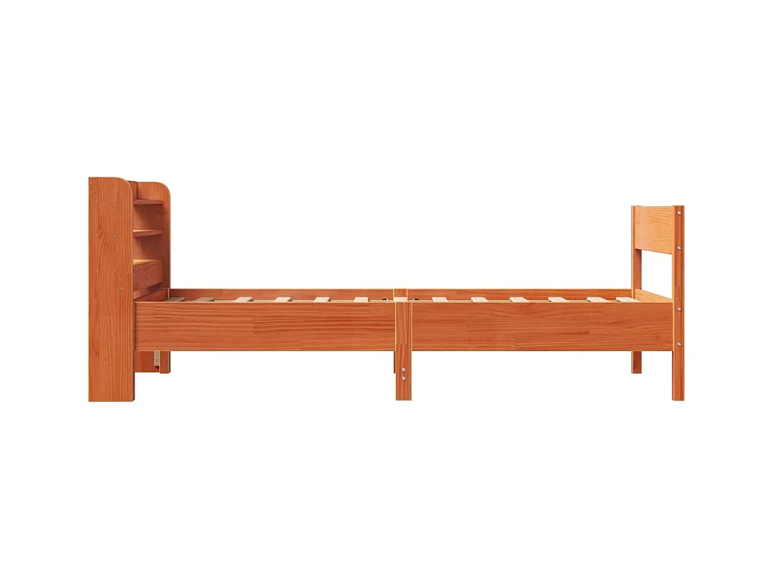 Cadre de lit sans matelas cire marron 75x190 cm bois pin massif