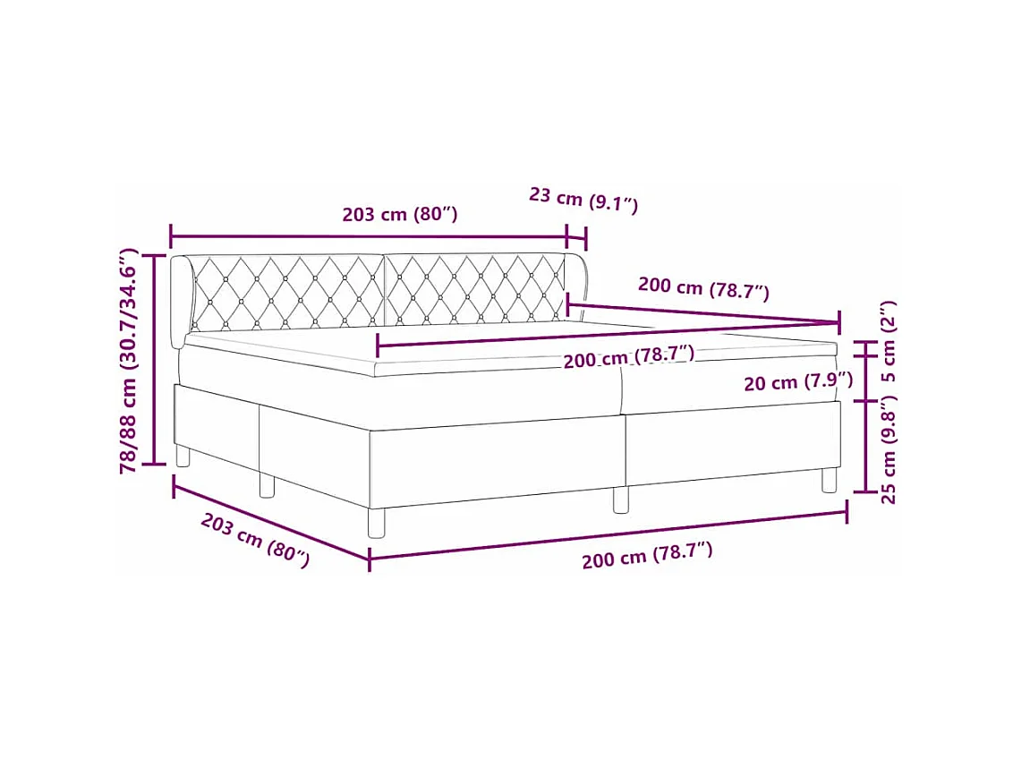 Boxspringbett mit Matratze Dunkelgrau 80x200 cm Samt Hellgrau