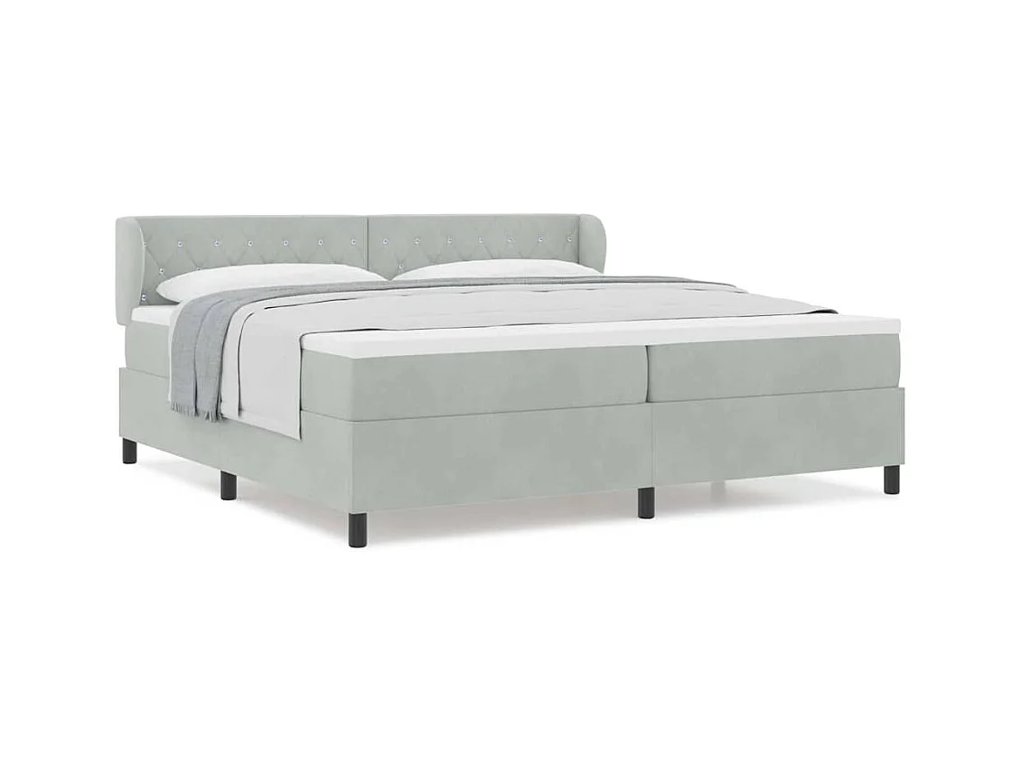 Boxspringbett mit Matratze Dunkelgrau 80x200 cm Samt Hellgrau