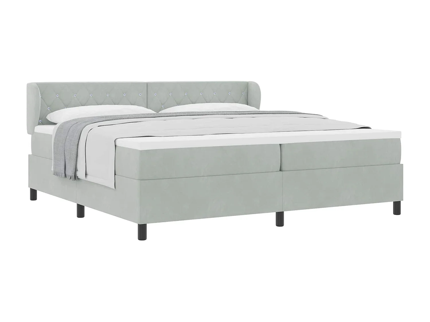 Boxspringbed met matras Lichtgrijs 200 x 200 cm Fluweel