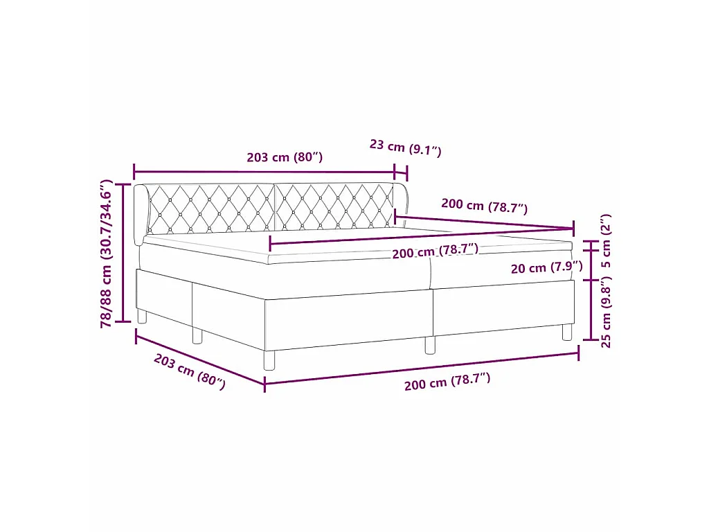Boxspringbed met matras Lichtgrijs 200 x 200 cm Fluweel