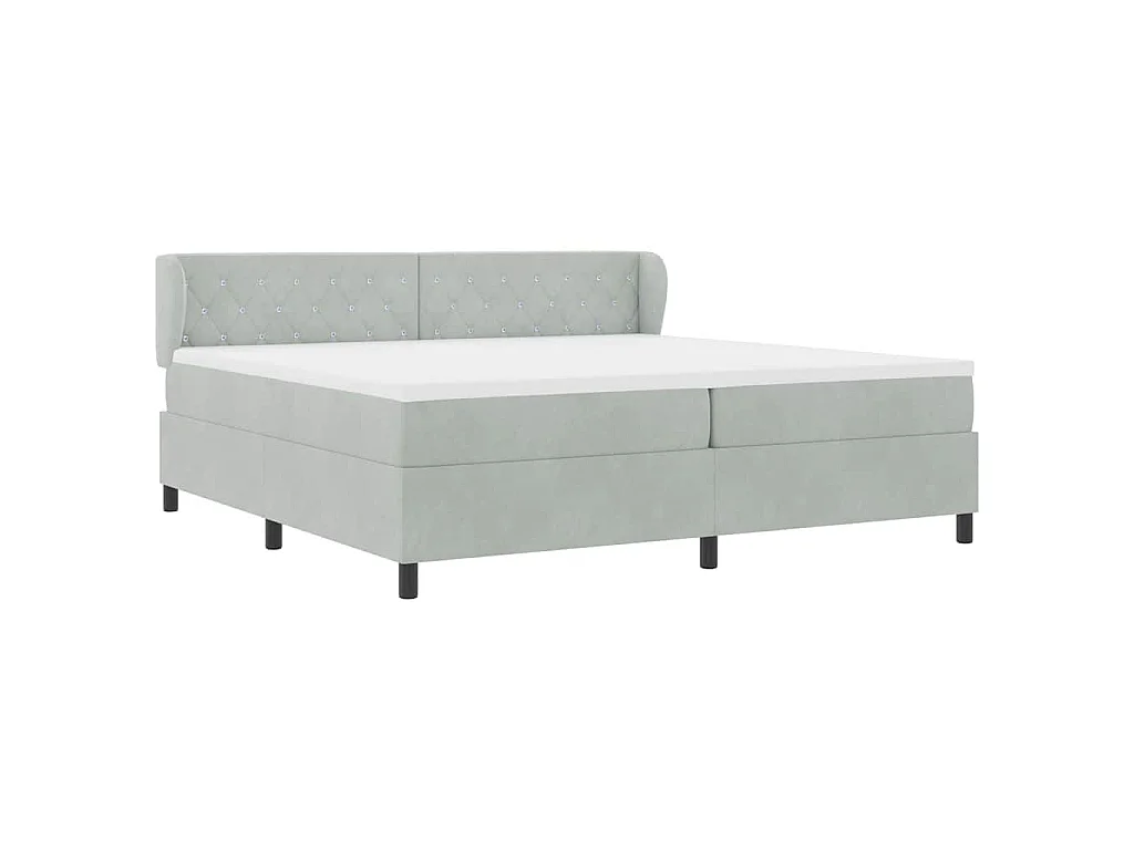 Boxspringbed met matras Lichtgrijs 200 x 200 cm Fluweel