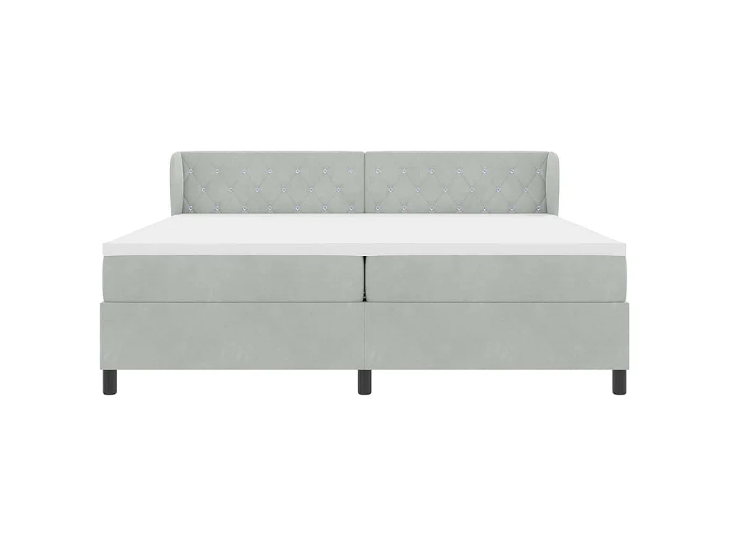 Boxspringbed met matras Lichtgrijs 200 x 200 cm Fluweel
