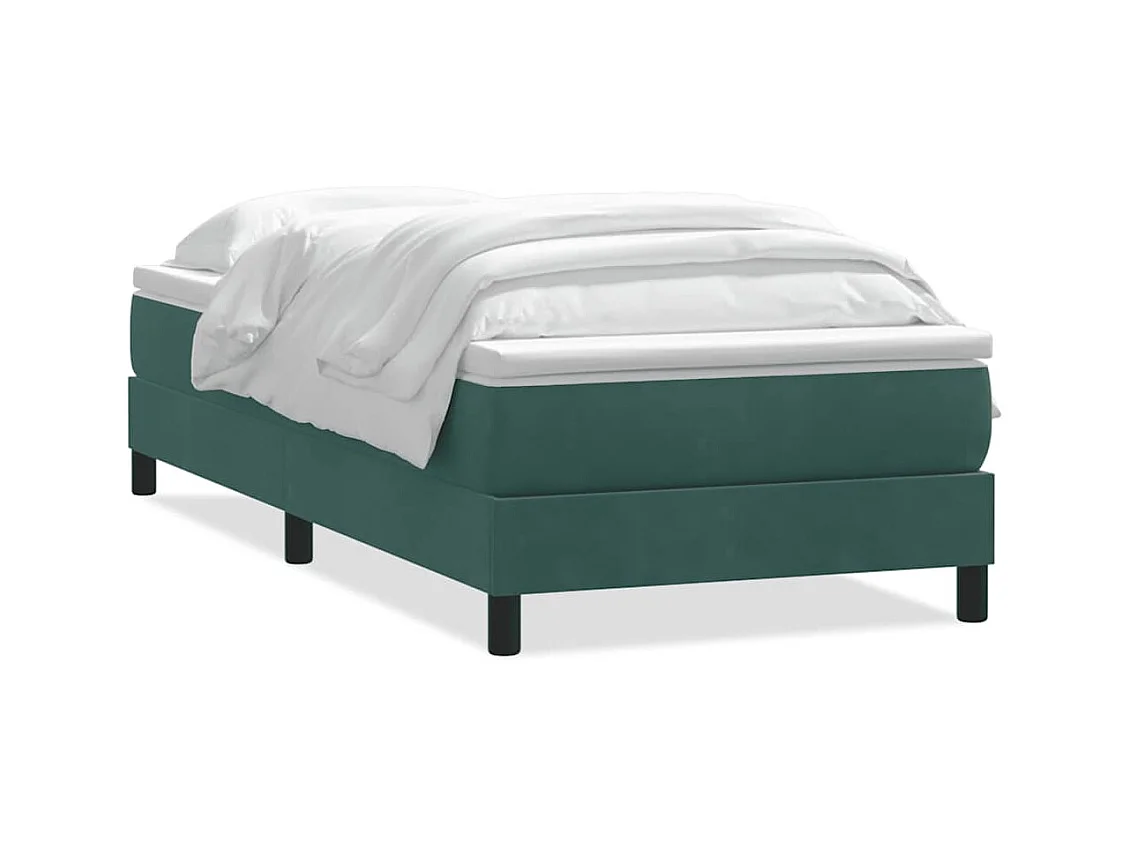 Sommier à lattes de lit et matelas vert foncé 80x220 cm velours