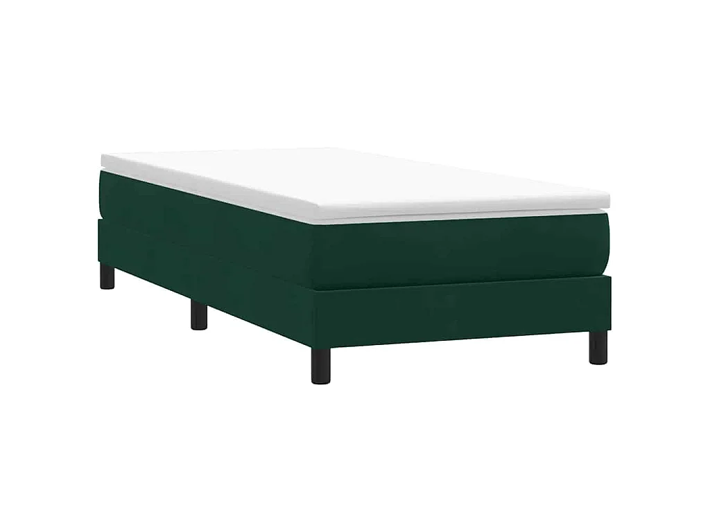 Cama box spring con colchón terciopelo verde oscuro 80x220 cm