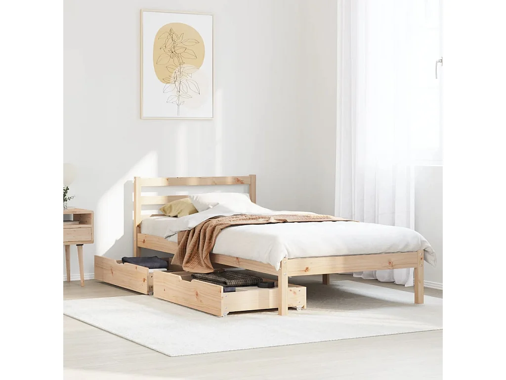 Bedframe zonder matras massief grenenhout 75x190 cm