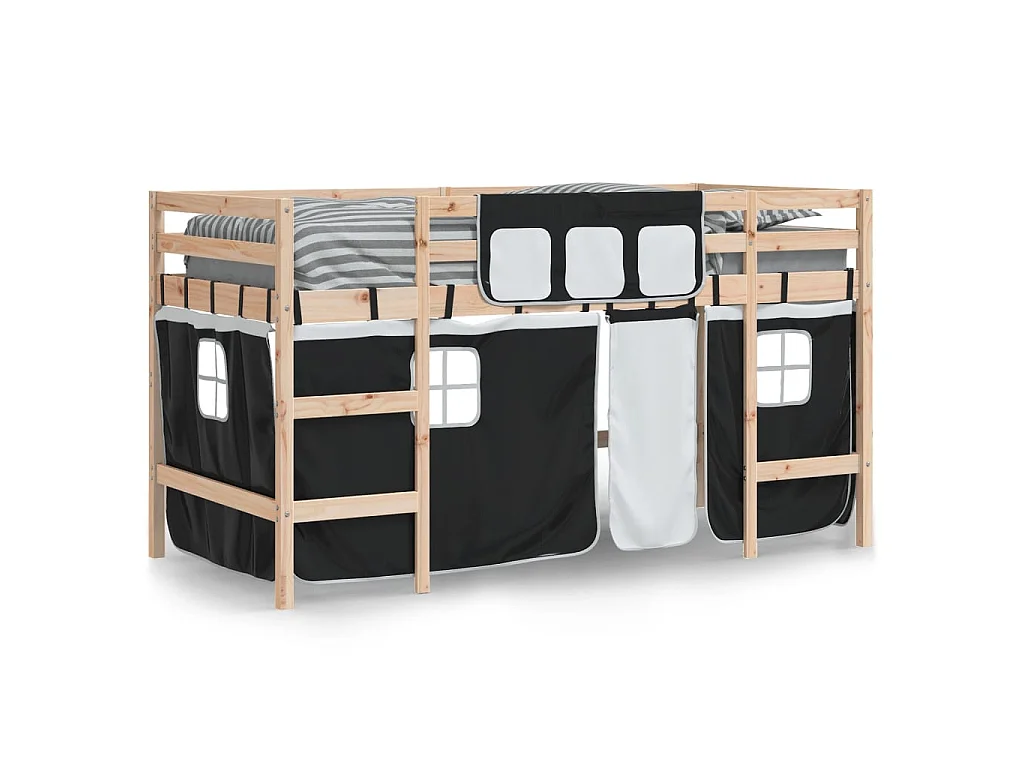 Lit mezzanine pour enfants avec rideaux sans matelas 80x200 cm