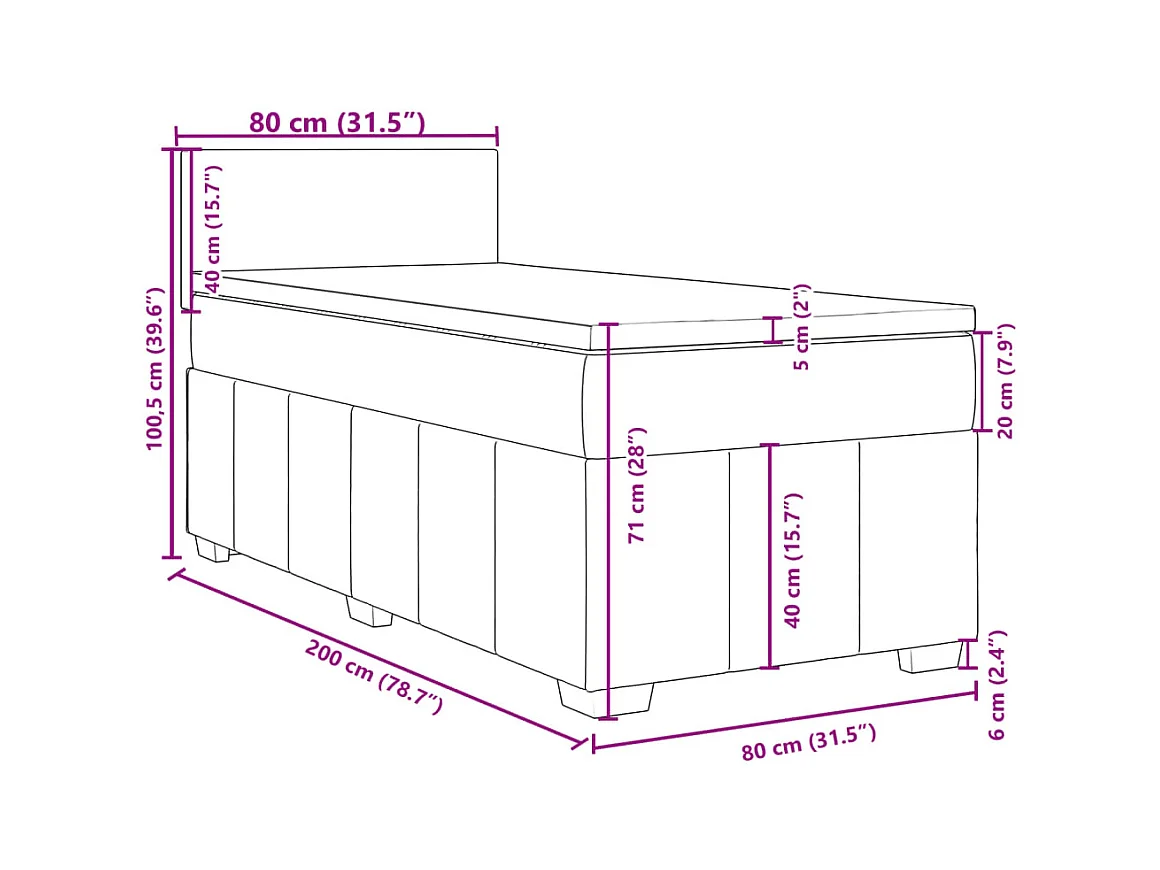 Boxspring met matras stof crèmekleurig 80x200 cm