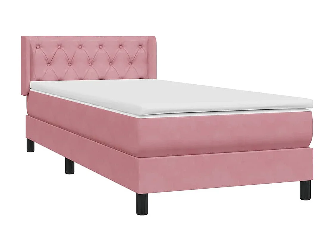 Boxspring met matras fluweel roze 80x220 cm