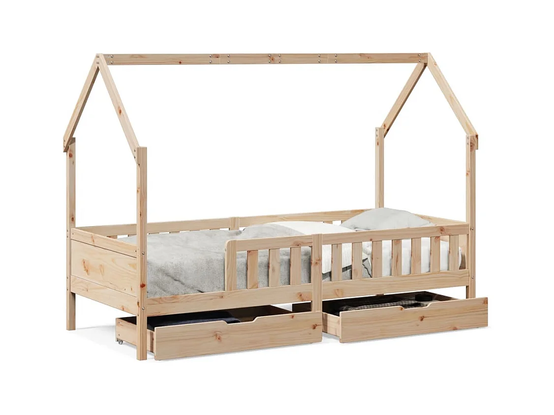 Giroletto Bambini con Cassetti 80x200 cm Legno Massello di Pino