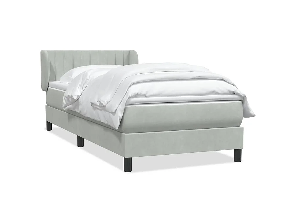 Boxspringbett mit Matratze Hellgrau 80x210 cm Samt