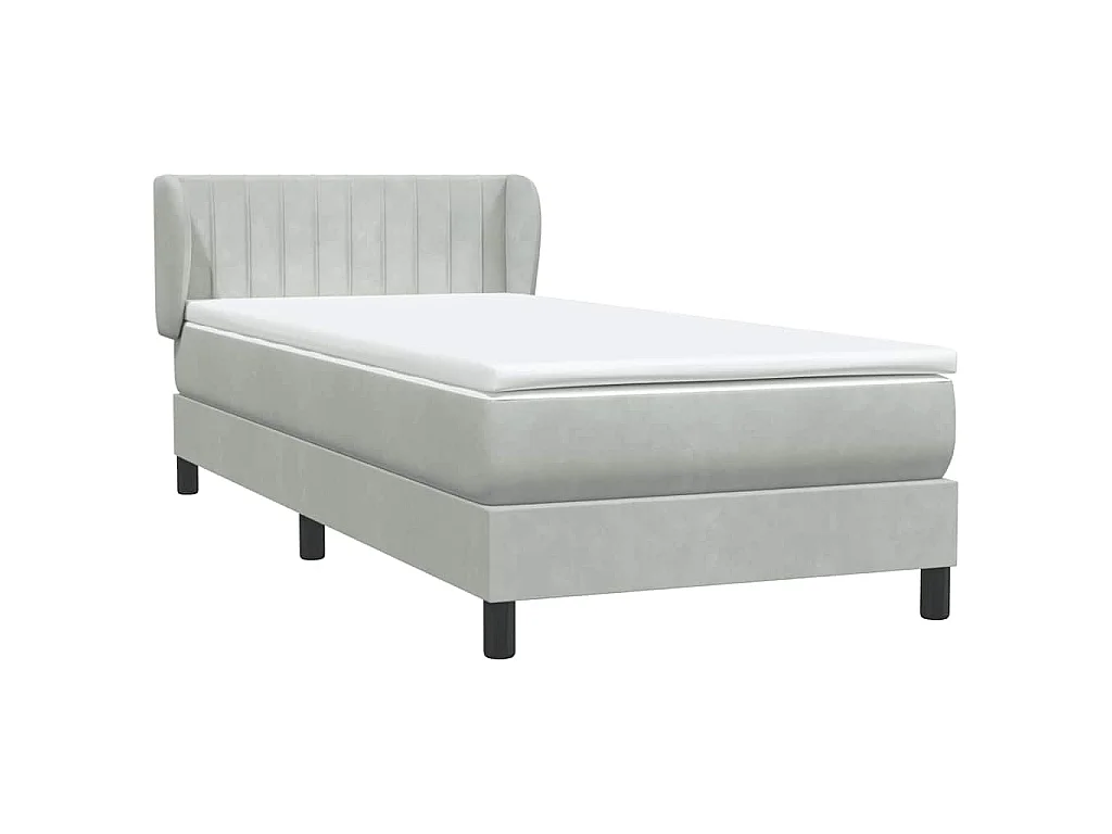 Boxspringbett mit Matratze Hellgrau 80x210 cm Samt