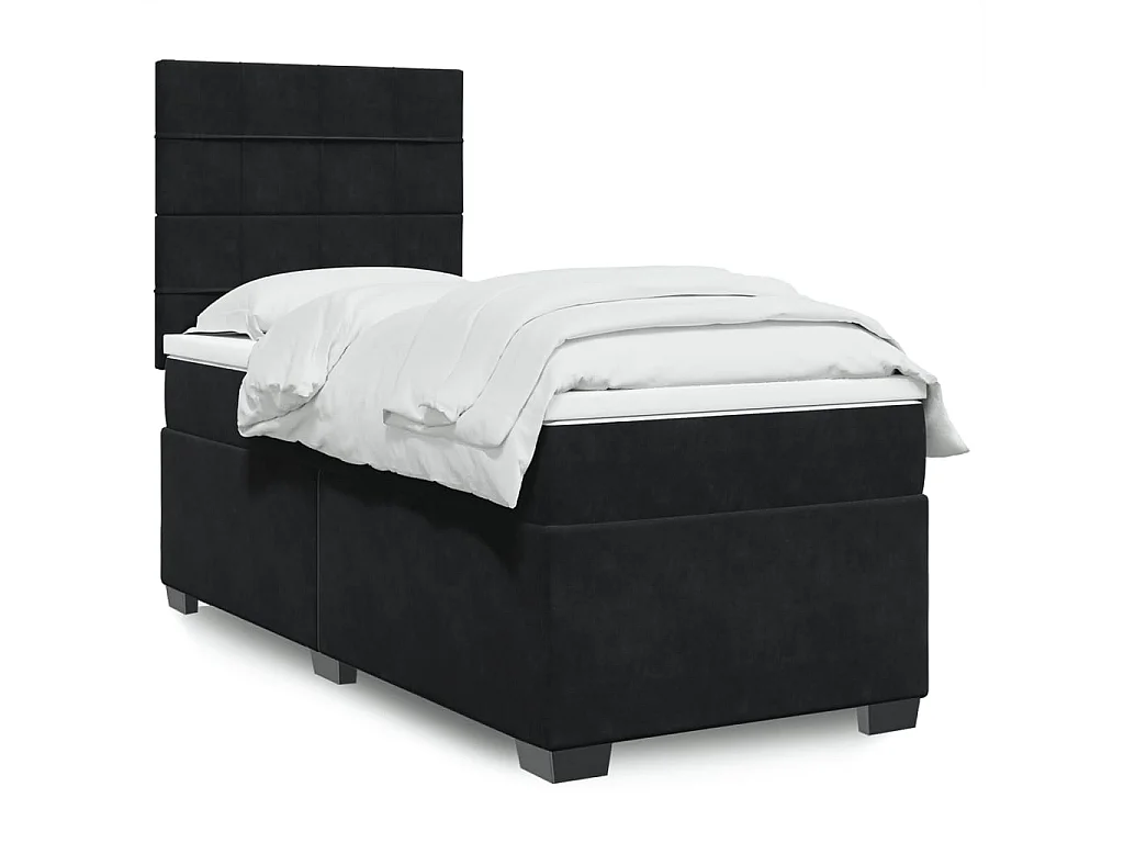 Boxspringbett mit Matratze Schwarz 80x200 cm Samt