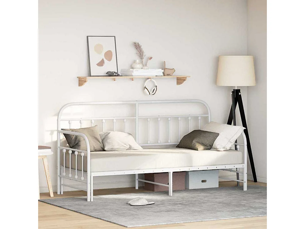 Bedframe voor een daybed met hoofdeinde Wit 75 x 190 cm Staal