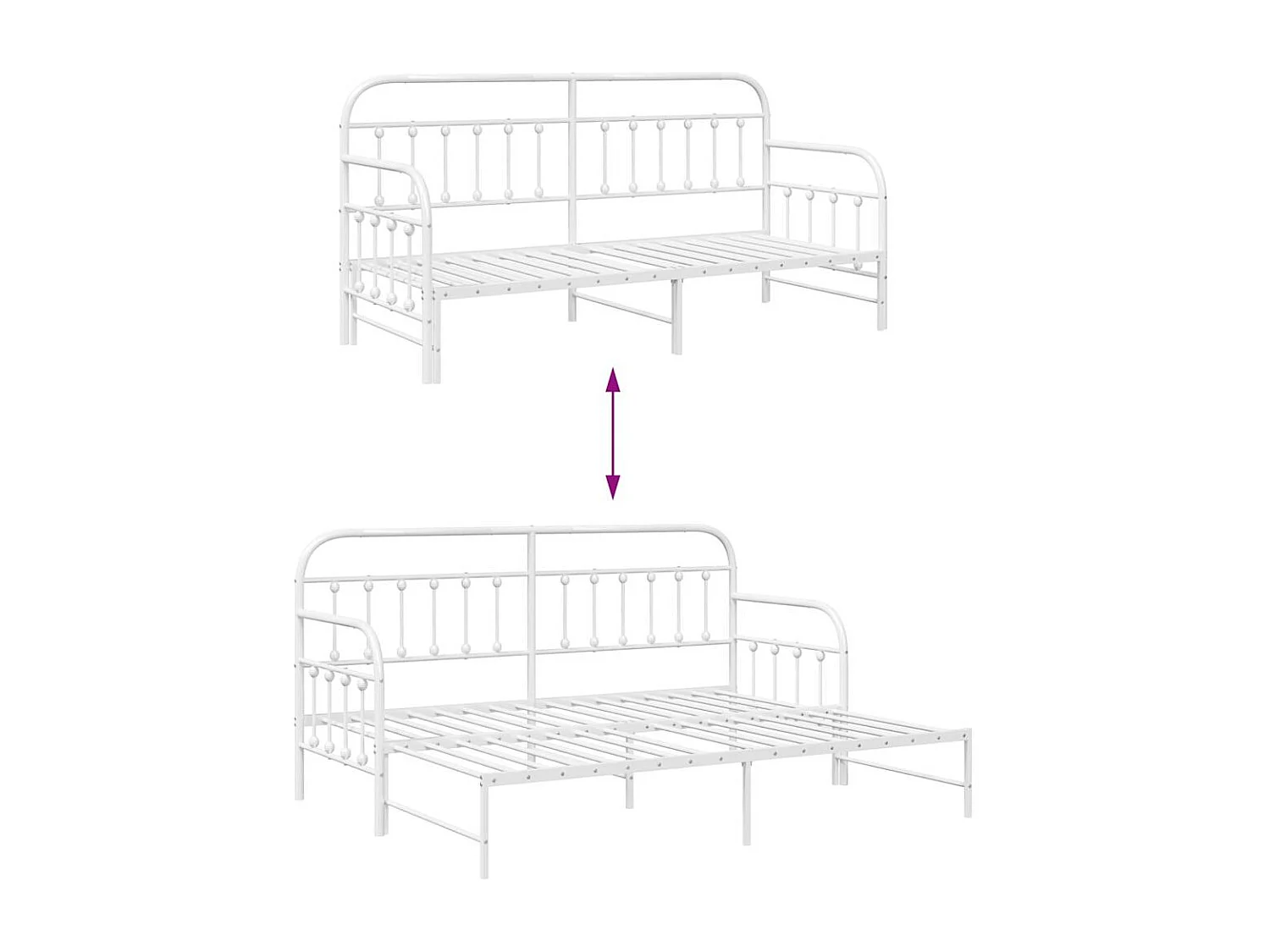 Bedframe voor een daybed met hoofdeinde Wit 75 x 190 cm Staal