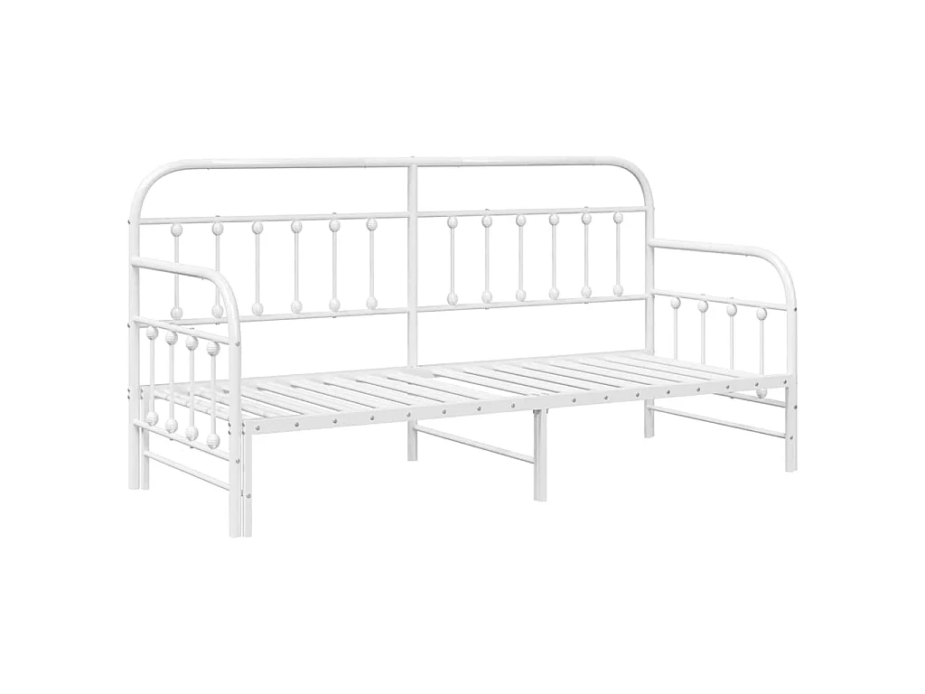 Tagesbettrahmen Weiß 75 x 190 cm Pulverbeschichteter Stahl