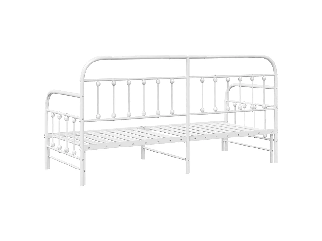 Tagesbettrahmen Weiß 75 x 190 cm Pulverbeschichteter Stahl