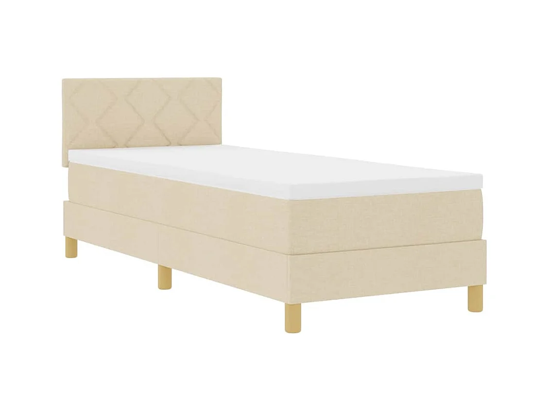 Lit à ressorts avec matelas Crème 80 x 200 cm tissu