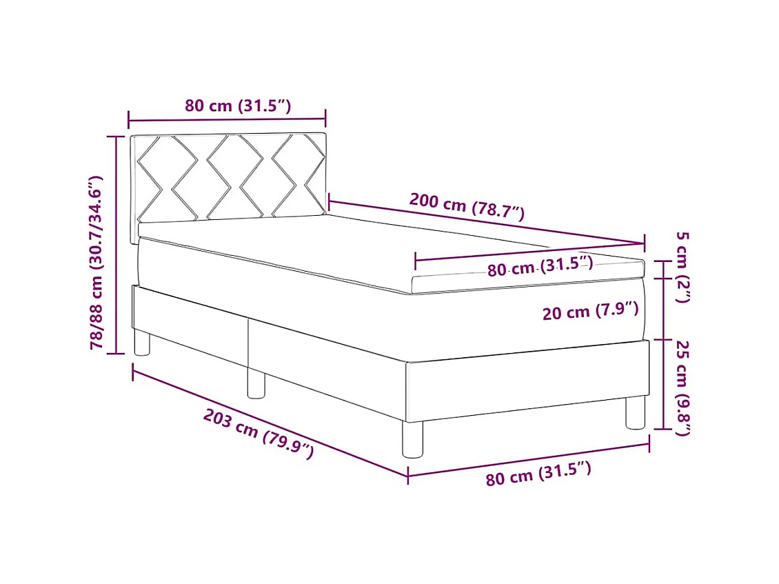 Lit à ressorts avec matelas Crème 80 x 200 cm tissu