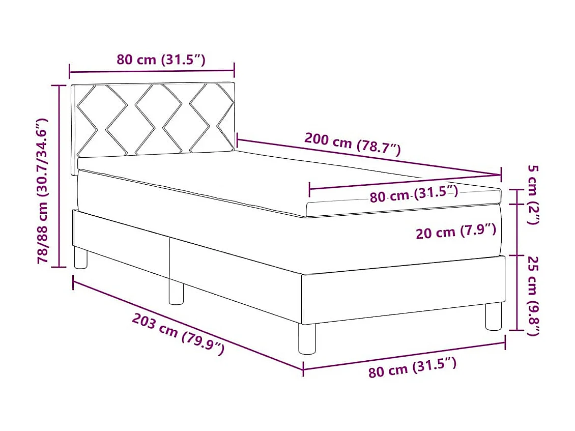 Lit à ressort LED avec matelas avec LED Crème 80 x 200 cm tissu