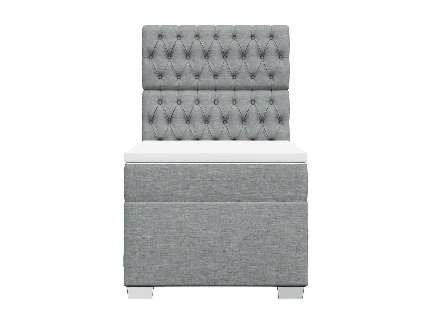 Cama box spring con colchón tela gris claro 80x200 cm
