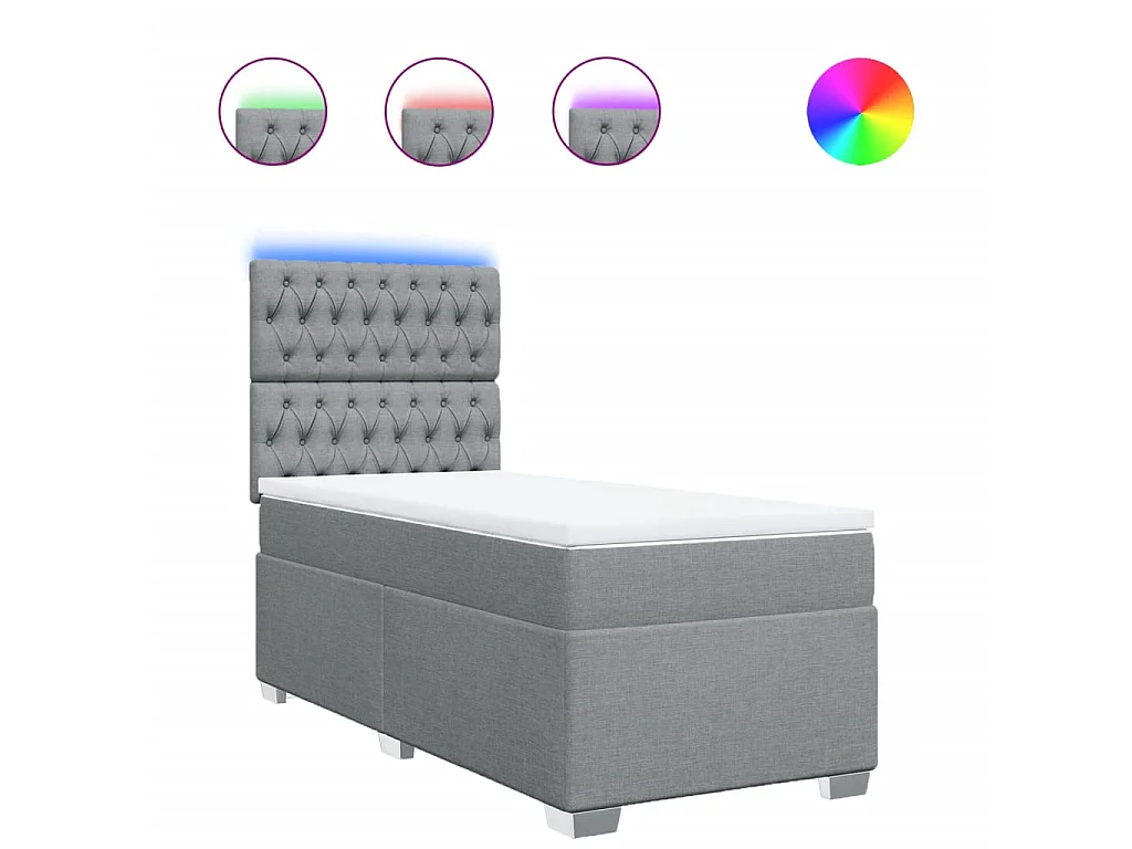 Boxspringbett mit Matratze Hellgrau 80x200 cm Stoff