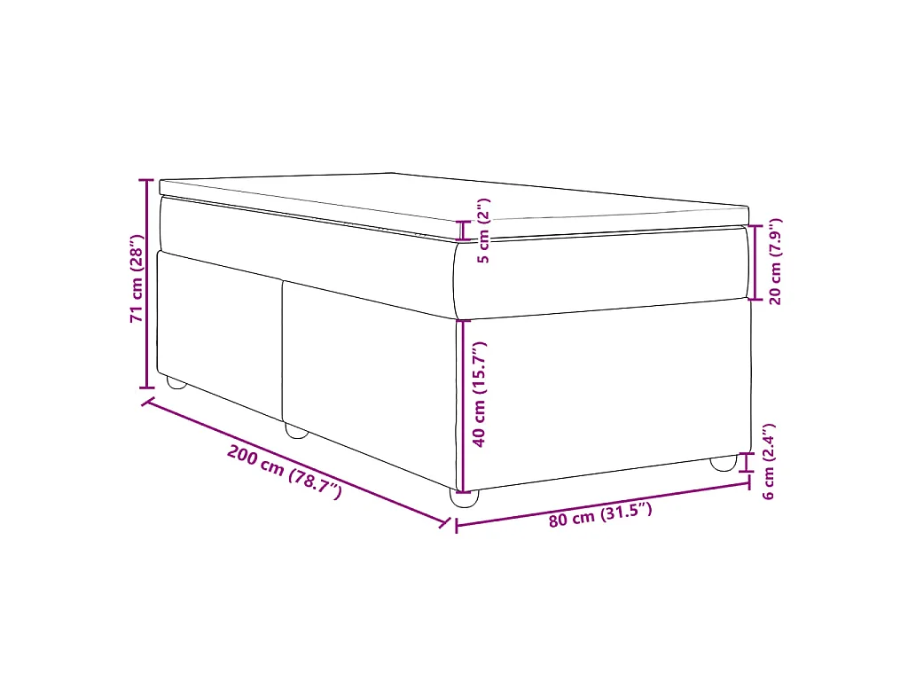 Boxspring met matras stof taupe 80x200 cm