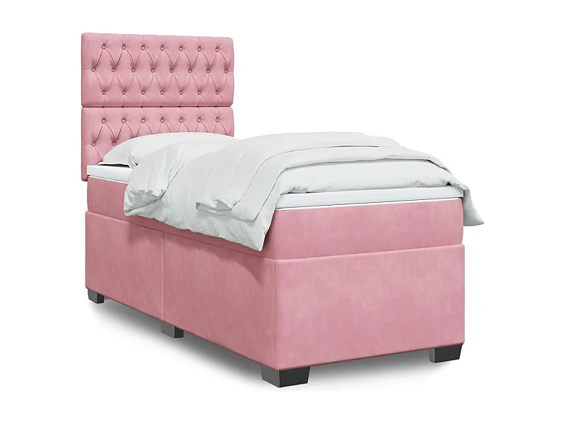 Boxspringbett mit Matratze Rosa 80x200 cm Samt
